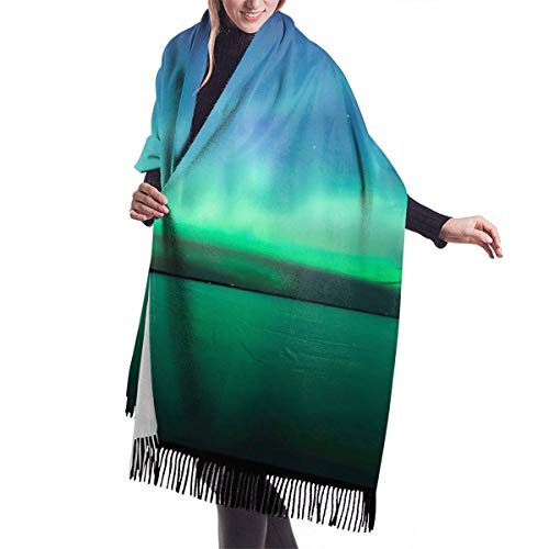 ODHHGDF Chal, bufanda envolvente, hermosa aurora boreal para mujer, bufanda de cachemira suave, manta grande de pashminas de 77 x 27 pulgadas, Como se muestra en la imagen, Talla única