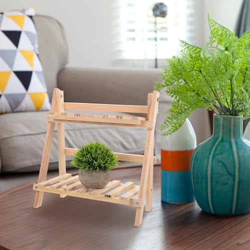 Étagère de rangement bureau bois pliable compacte à 2 niveaux - 3