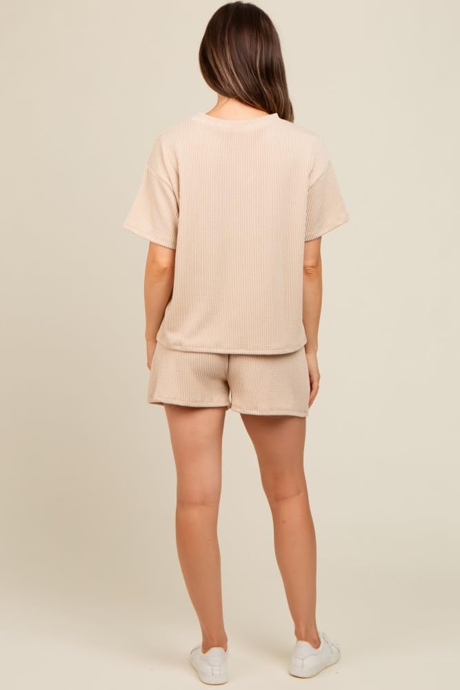 PinkBlush Ribbed Maternity Shorts Set