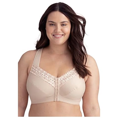 Miss Mary of Sweden Non-Wired Front Fastening Bra Broderie Anglaise Cotton 40F Beige Cover
