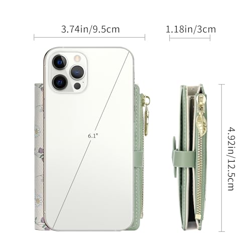 Image of GAEKEAO Small Wallets for Women RFID Blocking Bifold Floral Vegan Leather Wallet Card Holder with ID Window & Zipper Pocket