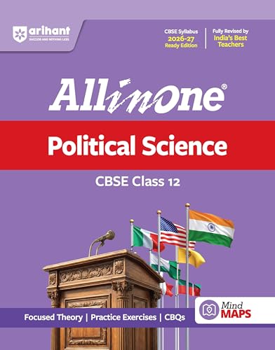 Image of Arihant All in One Political Science Class 12 for CBSE Exam 2026-27 | NCERT Based Complete Theory, Practice Exercises, CBQs, A-R, Sample Papers & Mind Maps | Revised Edition as per Syllabus