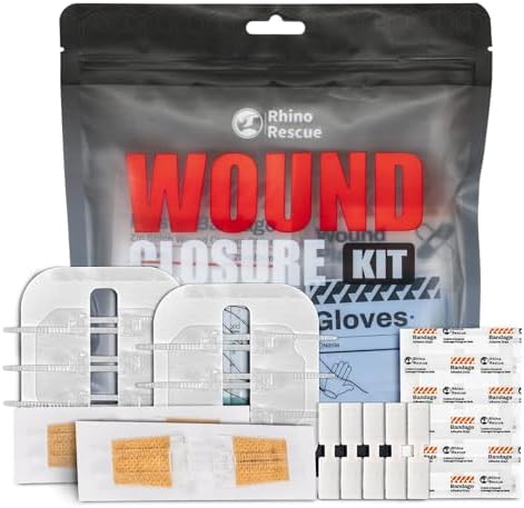RHINO RESCUE Wound Closure Kit, 3 Types Butterfly Bandages with B...