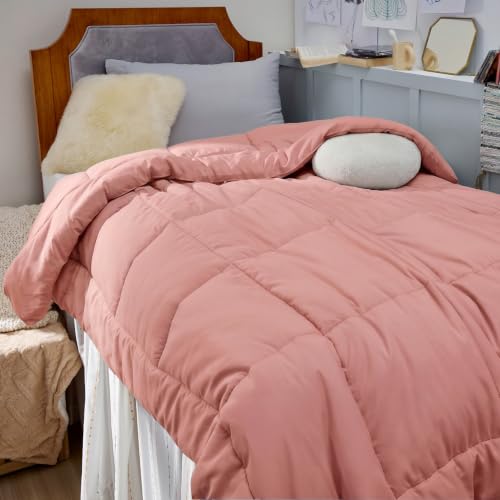Image of Bedsure Comforter Duvet Insert - Quilted Comforters Twin XL Size, All Season Duvet, GentleSoft Down Alternative Bedding Blanket, with 8 Tabs, Gifts for Women /Men, Dusty Pink, Twin XL 92 x 68 Inches