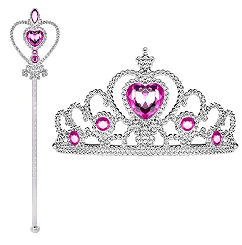 Girls Princess Peach Costume Cosplay Pink Dress Skirt With Crown Necklace Halloween Outfits (White+Wig, 3Y(110)) #TOP3