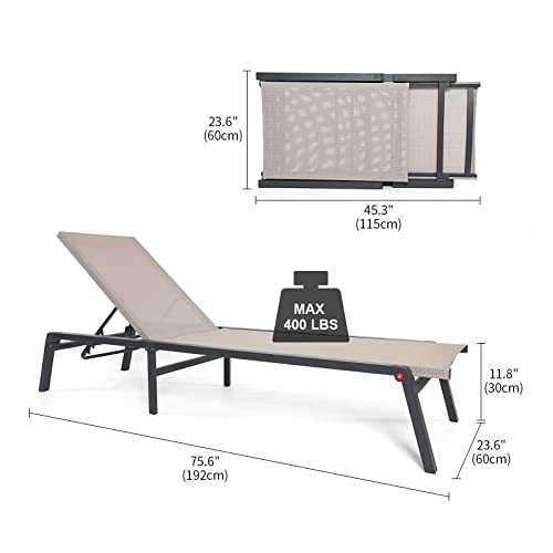 Chaise-Lounge-Outdoor-Aluminum-Outdoor-Chaise-Lounge-Set-of-2-Assemble-Free-Patio-Lounger-Poolside-Lay-Flat-Sunbathing-Adjustable-Backrest-Pool-Lounge-Chair Chaise Lounge Outdoor Aluminum Outdoor Chaise Lounge Set of 2 Assemble Free Patio Lounger Poolside Lay Flat Sunbathing Adjustable Backrest Pool Lounge Chair
