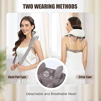 JSB Neck And Shoulder Massager - Cervical Pain Relief - Shiatsu Massage Roller With Soothing Heat - Electric Neck Massager - Home, Office & Car Use - 3D Kneading Massage Pillow - Black - HF144 2
