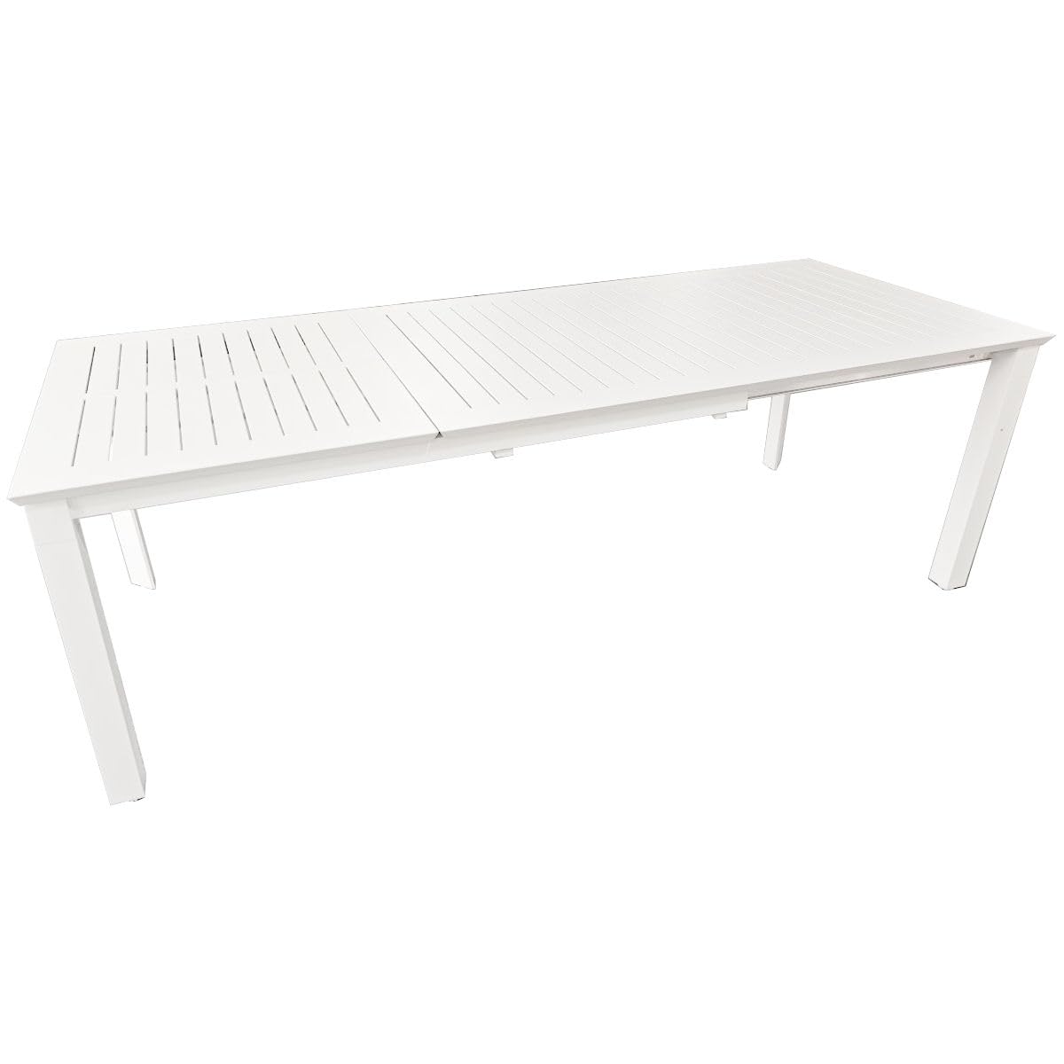 Totò Piccinni Tavolo LINOSA Allungabile in alluminio rettangolare ideale per giardino con piano a doghe dal design moderno (Bianco, Tavolo 160/240x100x76)