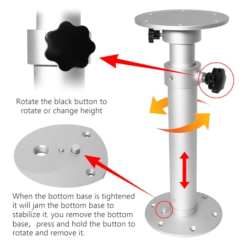 HWHongRV Verstellbarer Standfuß für Marine, Wohnwagen, Wohnmobil, Tisch, Standfuß, 45-68 cm, Höhenbereich für Wohnmobil, Boot