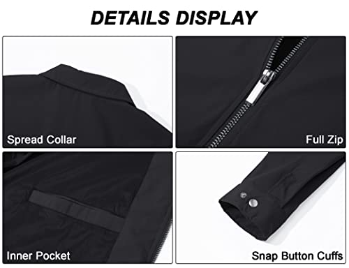 Image of MAGCOMSEN Men's Lightweight Jackets Full Zip Up Laydown Collar Jacket Light Work Windbreaker with Zip Pockets
