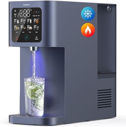 TOKIT Reverse Osmosis Water Filter Countertop, T1 Ultra Dual UV Hot & Cold Water Dispenser, 5℃ Cooling and Instant Heating Tech, 8-Speed Water Temperature Contorl, NSF/ANSI 58, No Installation