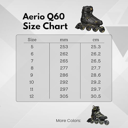 AERIO Q-60 Men's Inline Skates, Black/Yellow, Size 9