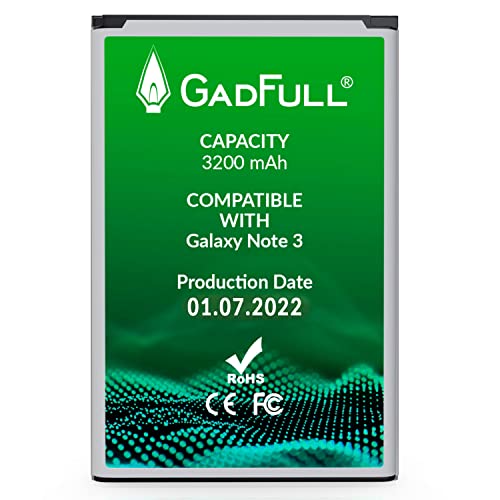 GadFull Batterie Compatible avec Samsung Galaxy Note 3 | 2022 Date de Production | Correspond à l’ EB-B800BE | Compatible avec Note 3 GT-N9000 | GT-N9005 | GT-N9006 | GT-N9009