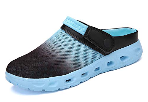 CCZZ Femmes Hommes Sabots Perforés à Enfiler Respirante Chaussons de Jardin Plage Sandales D'Été Chaussures pour Jardin Tous Les Sports de Plage,Bleu Clair,46 EU
