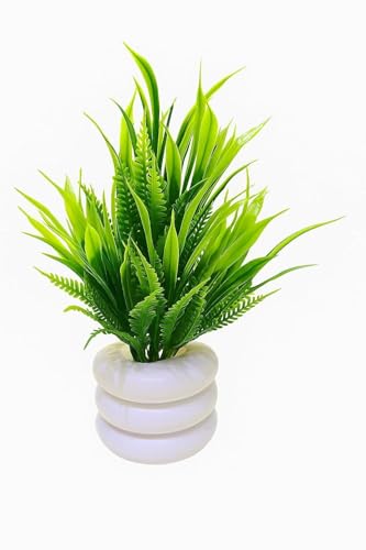 Image of Dekorly Artificial Potted Plants, Artificial Plastic Eucalyptus Plants Small Indoor Potted Houseplants, Small Faux Plants for Home Decor Bathroom Office Farmhouse (Green-8)