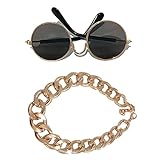 ペット用サングラスとネックレスセット 猫用サングラス 猫用ネックレス 犬用サングラス 犬用ネックレス 写真撮影 かわいい おしゃれ メガネ サングラス アクセサリー 子犬 小型犬 写真道具 遊び