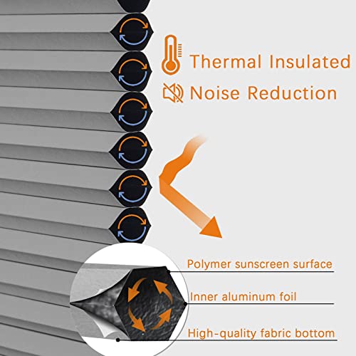 Persilux Custom Size Cellular Shades Cordless Blackout Bottom Up Pleated Window Blinds Waterproof Thermal Insulated Honeycomb Blinds For Windows, Home And Office Dark Grey #TOP2