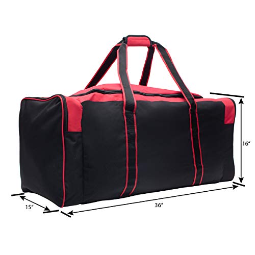 Jetstream Heavy Duty Multi Pocket Large Sports Gym Equipment 3-Pocket Travel Duffel Bag (36 Inch, Red)