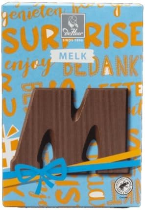De Heer Chocolate MELK Letter (Chocolade MILK Letter) Small size 2.25 oz / 65 gr (Letter ( M ) Milk / Melk)