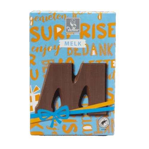 De Heer Chocolate MELK Letter (Chocolade MILK Letter) Small size 2.25 oz / 65 gr (Letter ( M ) Milk / Melk)