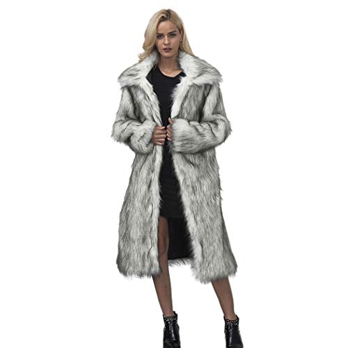 RomanticDesign Women's Long Lapel Faux fur Jacket Shaggy Coat Warm Outerwear Cardigan
