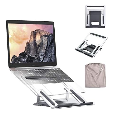 Metal Laptop Stand for Desk, Rosa Schleife Foldable Computer Non-Slip Notebook Shelf Compatible with MacBook Air Pro, Dell, HP, Lenovo All Laptop Up to 15.6" Cover