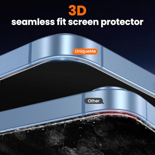 Image of UniqueMe Screen Protector for iPhone 16e / iPhone 13 / iPhone 13 Pro /iPhone 14 Screen Protector Tempered Glass Full Coverage, Easy Installation, Case Friendly 2 Packs