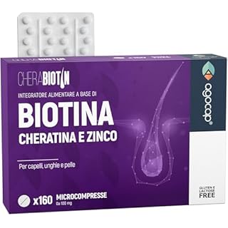 Cherabiotin, integratori a base di Biotina, Cheratina e Zinco. Vitamine per unghie e pelle. crescita capelli e anticaduta donna. 160 micro compresse, 5 MESI DI FORNITURA