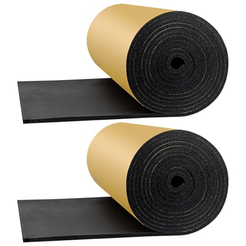 Image of 2 PCS Foam Rubber Sheet with Adhesive - 78 x 16 x 0.59 Inches Closed Cell Rubber with Adhesive Insulation Sheets, Lightweight Single Sided Tape Water Weather Resistant Sheets