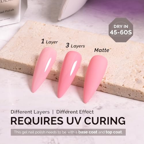 Image of MelodySusie 0.5fl oz Candy Pink Gel Nail Polish, Nails Soak Off UV LED Light Baby Pink Gel Polish Gift for Women Nail Art Manicure Salon DIY Nail Design Decoration at Home-A2609