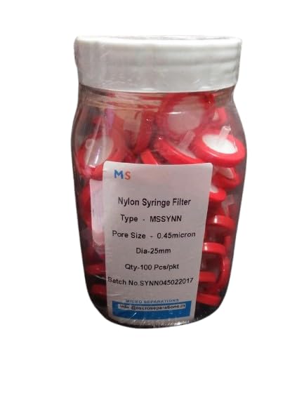 MS Nylon Syringe Filter, 0.45 Micron, 25mm Diameter, 100 Pieces, MPNN2504 Hydrophobic Nylon Membrane Disc, Non-Sterile Pack of 100-image-5