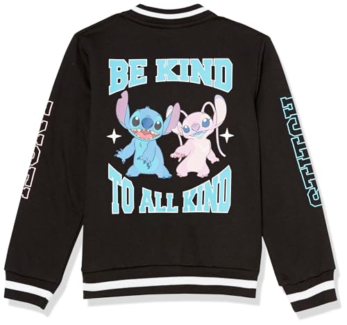 Disney Girls Lilo & Stitch & Angel Fleece Button Up Varsity Bomber Jacket Toddler to Big Kid2