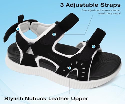 Image of KuaiLu Mens Hiking Sandals With Arch Support Sport Recovery Athletic Walking Sandals For Man Outdoor Summer Casual Thick Cushion Beach Water Fisherman Sandal Size 7-15