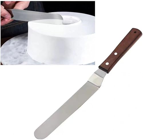 Espátula de crema de acero inoxidable con mango de madera para decoración de tartas Crema raspador Cuchillo de beso Cuchillo raspador