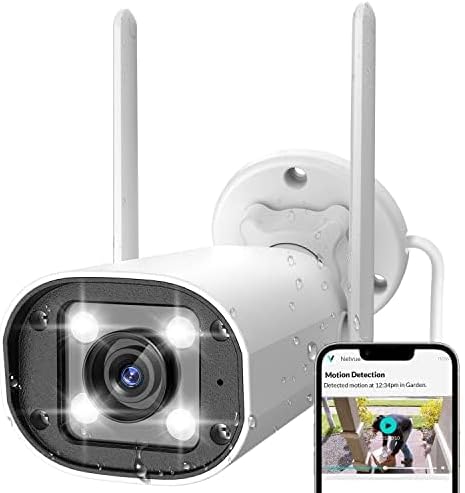 NETVUE Security Camera Outdoor, 1080P 2.4G WiFi Home Video Camera, Color Night Vision, Motion Detection, Two-Way Audio, Siren Alarm, Spotlight Camera, 24/7 Cloud Storage & SD Card, Support Alexa