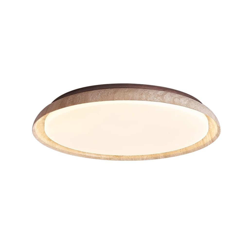 BBWO LED Wooden Ceiling Light Nordic-Style Round Ceiling Lamp with Natural Resin Modern Dining Table Light Japanese Wabi-sabi Style Suitable for Bedroom Living Room Dining Room Kitchen Island(32cm)