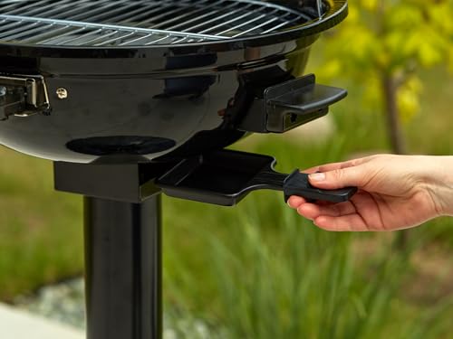 CUSIMAX Elektrogrill Standgrill mit Deckel und Standfuß, Regulierbare Temperatur und Fettauffangschale, 1600W Elektrischer Barbecue-Grill für Außennutzung, Balkon & Garten, Leichte Reinigung