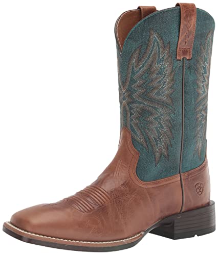 ARIAT Valor - Botas casuales de meter con punta cuadrada para hombre, hasta la rodilla, color azul y marrón, Marrón (Dark Tan), 11.5 Narrow
