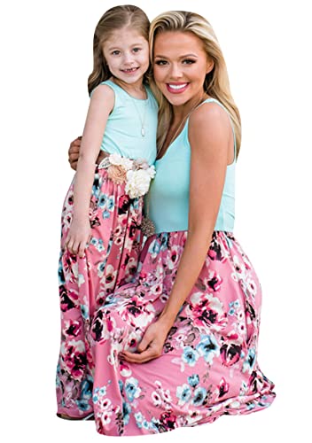 TYQQU Mommy and Me Dresses Boho Flare O-Neck Dress Parent-Child Tank Sundress Family Matching Outfits2