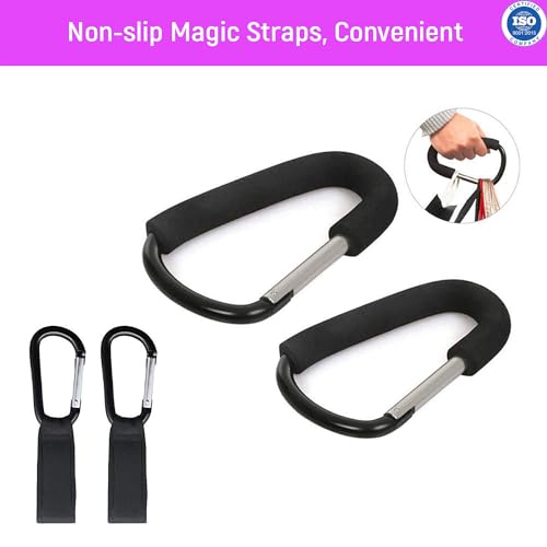 Image of Safe-O-Kid Strong Metal Non-Slip Buggy /Pram Clips (Pack of 2) - Universal Stroller Hooks for Bag Holder, Durable & Secure- Black