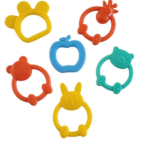 Image of BabyGo Animal Shape Baby Teething Rings | BPA-Free Silicone Toy Set with Nipple Teethers for Infants & Newborns | Organic Gum Soother, Gentle Oral Comfort & Teething Relief (Pack of 3, Multicolor)