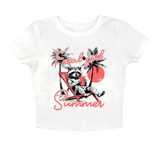 Feral Girl Summer Shirt Women Crop Tops Y2K Streetwear Girls Fashion Feral Shirt