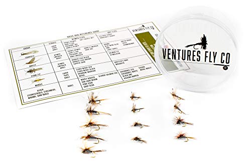 Ventures Fly Co. | Adams Bakerâ€™s Dozen Packs | 13 Premium Hand-Tied Fly Fishing Flies | Reusable Fly Cup Included | Dry, Wet, Nymph, Streamer, Terrestrial | Perfect for Trout and Bass!
