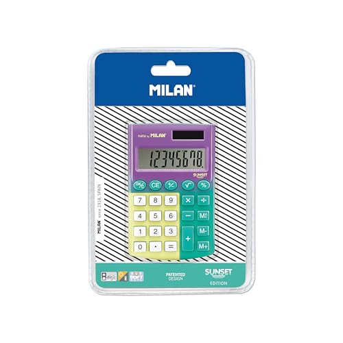 Blíster calculadora 8 dígitos pocket Sunset turquesa - amarillo
