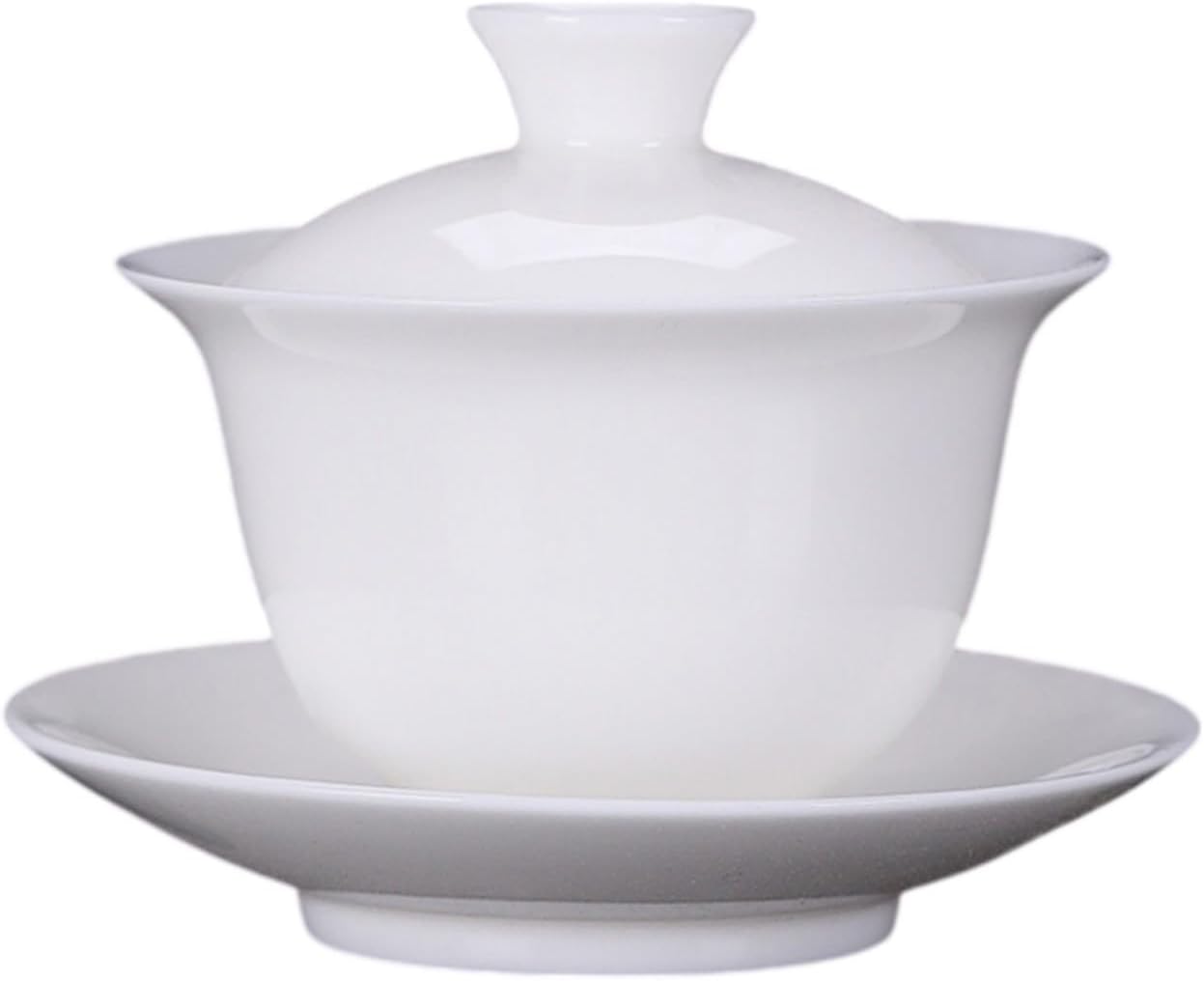 德化羊旨玉白瓷三才盖碗单个泡茶碗 Ceramic Kung Fu Tea Set,teapot,Teacups,warming Wedding Birthday Gift,Tea Tray Chinese,Dishwasher Safe 羊旨玉盖碗-纯白