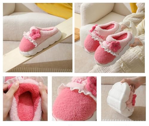 ELONEL Cute Plush Cotton Slippers - Women's & Men's - Thick Sole - Anti Slip - Indoor & Outdoor3