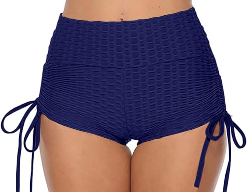 Image of Shasmi Women's Workout Yoga Shorts, High Waisted Drawstring Scrunch Booty Shorts Ruched Butt Lift Athletic Running Tights (Shorty 76)