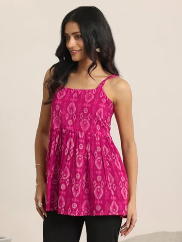 Image of Libas Printed Cotton Anarkali Kurti for Women | Ethnic wear | Bridal Suit | Occasion wear