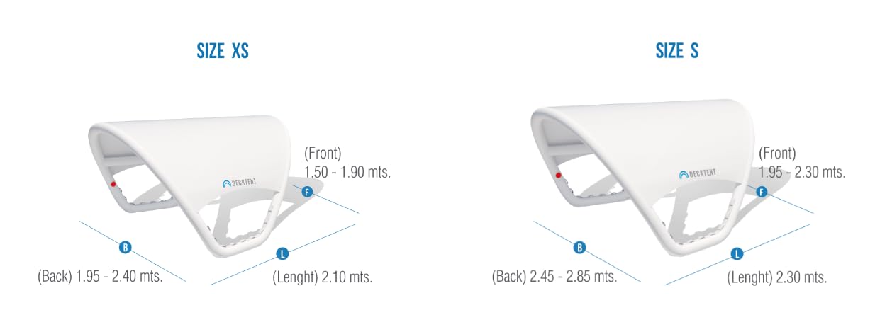Bimini Tenda Parasole Tendalino Gonfiabile Barca Decktent Shade, Misure XS - L per le barche a motore e vela (XS)