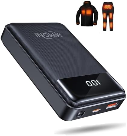 HIMONI 12V 20000mAh Heated Jacket Battery Pack Compatible with SOLJIKYE, YHQ,Wulcea and Genovega, Portable Power Bank for   USB Heated Jackets Vest Camping Chair (NOT for DC 7.4V)